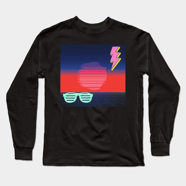 80s Synthwave Throwback Long Sleeve T-Shirt by 80snerd